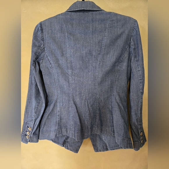 WHBM | Women's Double-Breasted Blue Blazer, Size 4P - Picture 3 of 8